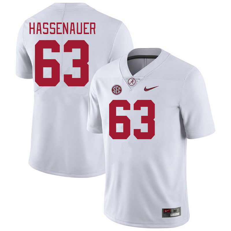 #63 J.C. Hassenauer Alabama Crimson Tide Jerseys Football Stitched-White